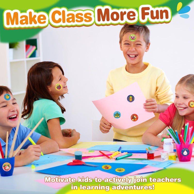 STARLIBOO 1200 Pieces Reward Stickers for Teachers, Adorable Fruit Incentive Stickers Encouraging Sticker in 24 Design Styles- Perforated Line/ 2 Rolls - Image 5