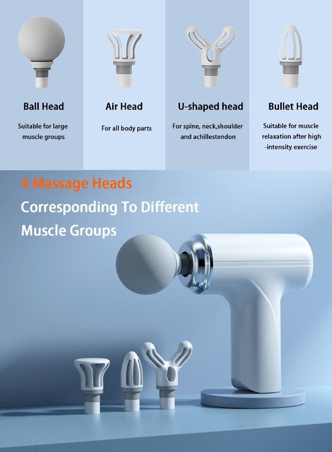 Loquat Mini Powerful Fascial Gun Deep Tissue Percussive Muscle Back Head Massager For Pain Relief With 4 Massage Heads 6 Massage Speeds - Image 4