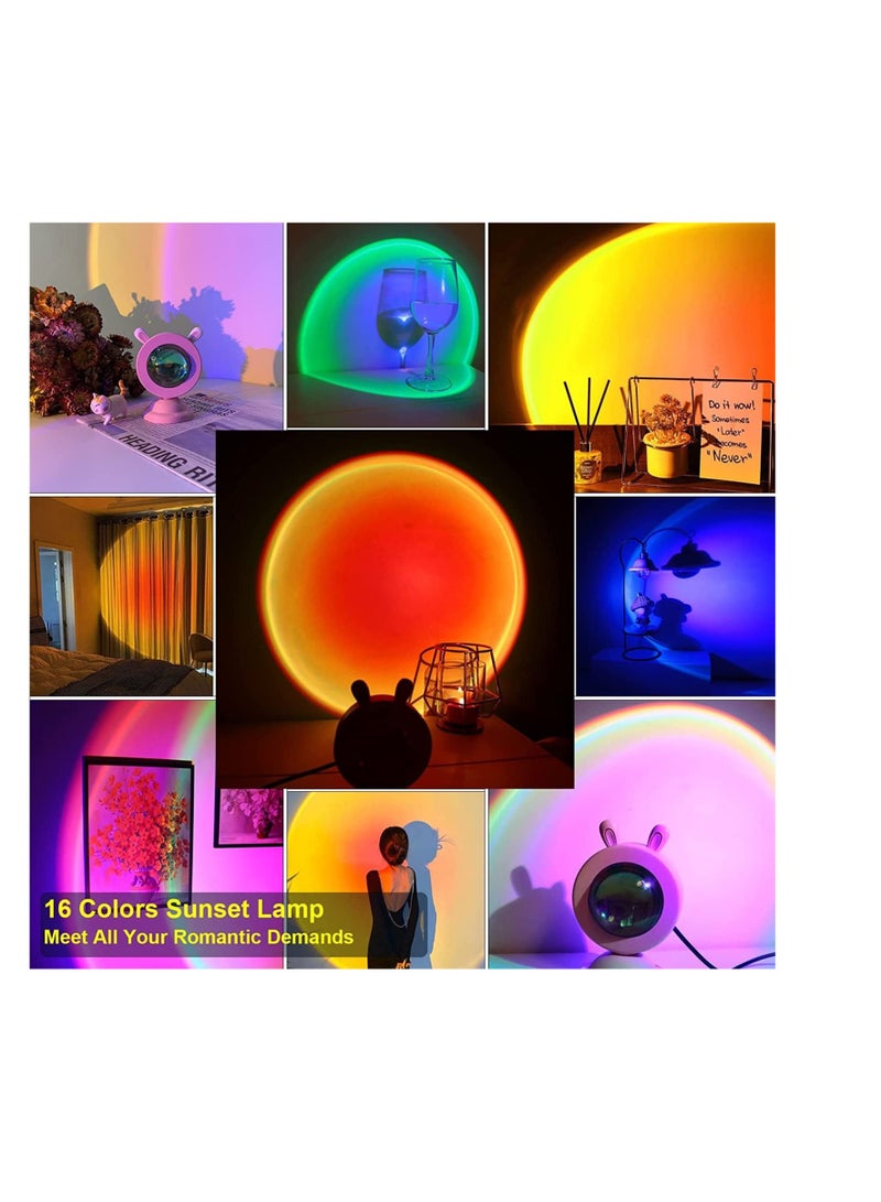 Captaintech Sunset Lamp Sunlight Projection 7w 16 Colors, Usb Ufo Sun Lamp, Led Rainbow Light Night Lights Projector For Gifts Photography, Vlog, Party, Bedroom, Home Decor, Living Room, Tiktok Selfie - Image 2