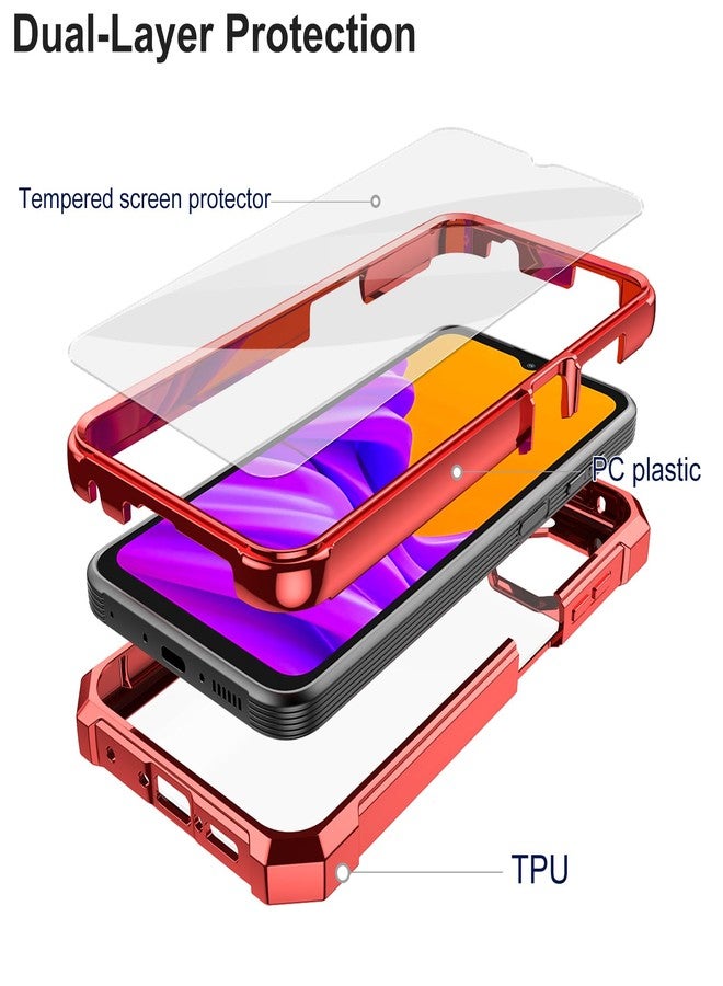 Ailiber for Samsung Xcover 6 Pro Phone Case, Galaxy Xcover 6 Pro Clear Case with Screen Protector, Dual Layer Shockproof Bumper, Transparent [Anti Yellowing], Slim Cell Phone Cove-Red - Image 3