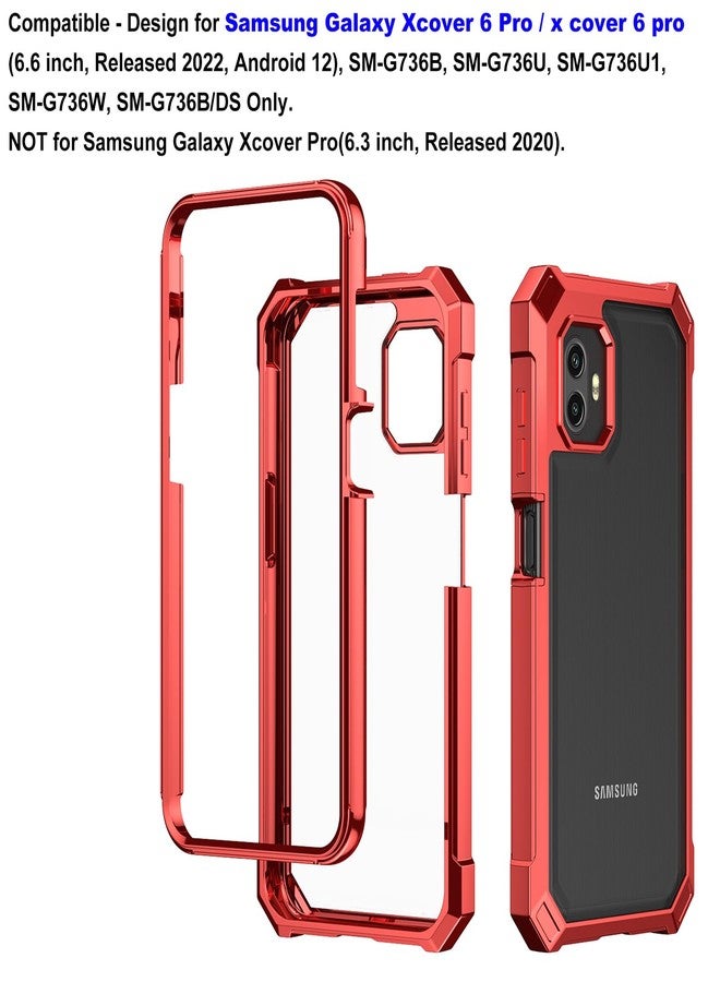 Ailiber for Samsung Xcover 6 Pro Phone Case, Galaxy Xcover 6 Pro Clear Case with Screen Protector, Dual Layer Shockproof Bumper, Transparent [Anti Yellowing], Slim Cell Phone Cove-Red - Image 2