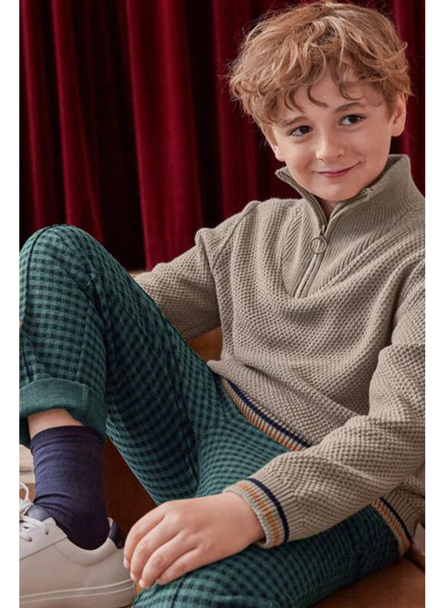 Tchibo Kids Boy Houndstooth Sweatpants, Green  - Image 1