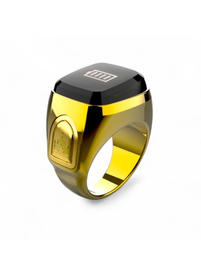 خاتم زكر خاتم الكتروني  للتسبيح Zikr Ring وتذكير بمواقيت الصلاه قضاء احتيجات   المسلمين التسبيح طوال اليوم بالخاتم الذكي مع تطبيق لتتبع يأتي بشاشه OLED عاليه السطوع مقاس  (22)mm - ذهبي - Image 1