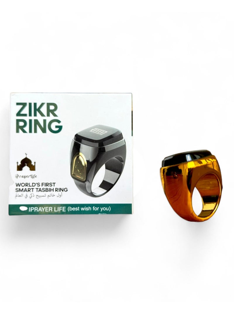 خاتم زكر خاتم الكتروني  للتسبيح Zikr Ring وتذكير بمواقيت الصلاه قضاء احتيجات   المسلمين التسبيح طوال اليوم بالخاتم الذكي مع تطبيق لتتبع يأتي بشاشه OLED عاليه السطوع مقاس  (22)mm - ذهبي - Image 4