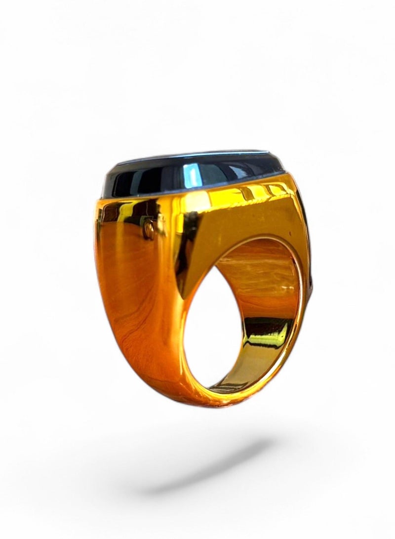 خاتم زكر خاتم الكتروني  للتسبيح Zikr Ring وتذكير بمواقيت الصلاه قضاء احتيجات   المسلمين التسبيح طوال اليوم بالخاتم الذكي مع تطبيق لتتبع يأتي بشاشه OLED عاليه السطوع مقاس  (22)mm - ذهبي - Image 2