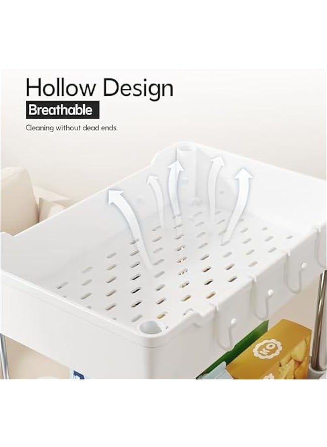 بيوينتي عربة مطبخ بعجلات من شيزونا، منظم تخزين دوار من 4 طبقات مع عجلات قابلة للقفل، تصميم قابل للتعديل، بلاستيك متين، تخزين متعدد الاغراض للمطبخ والحمام والمكتب والغسيل - Image 3