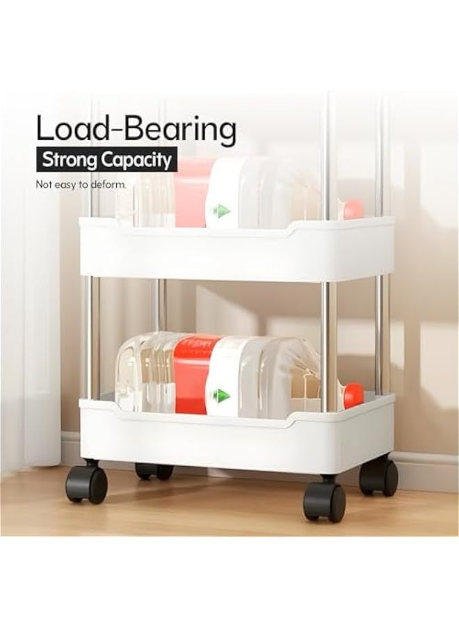 بيوينتي عربة مطبخ بعجلات من شيزونا، منظم تخزين دوار من 4 طبقات مع عجلات قابلة للقفل، تصميم قابل للتعديل، بلاستيك متين، تخزين متعدد الاغراض للمطبخ والحمام والمكتب والغسيل - Image 4