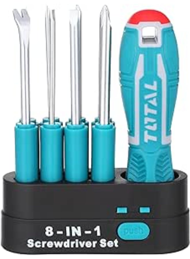 Total 9-Pcs Interchangeable Screwdriver Set – Multi-Bit Precision Screwdriver Kit with Ergonomic Handle for Electrical, Mechanical & DIY Use - Image 1