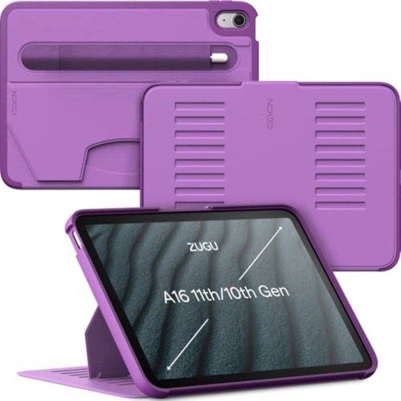 حافظة حماية رفيعة للغاية لجهاز iPad 11 بوصة الجيل الحادي عشر، 2025 10.9 بوصة (الجيل العاشر، 2022): بولي كربونات، أسود، شحن لاسلكي للقلم الرصاص، حامل مغناطيسي ذو 8 زوايا، نوم/تنبيه تلقائي - Image 1