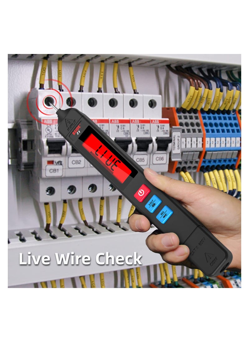 SYOSI - Digital Multimeter Pen for Voltage Testing,  3-Results Display Pocket Smart Ohmmeter Smart Ohmmeter with Continuity Check V-Alert Live Voltage Testing Pen Voltage Tester with Back Probe Pins - Image 1
