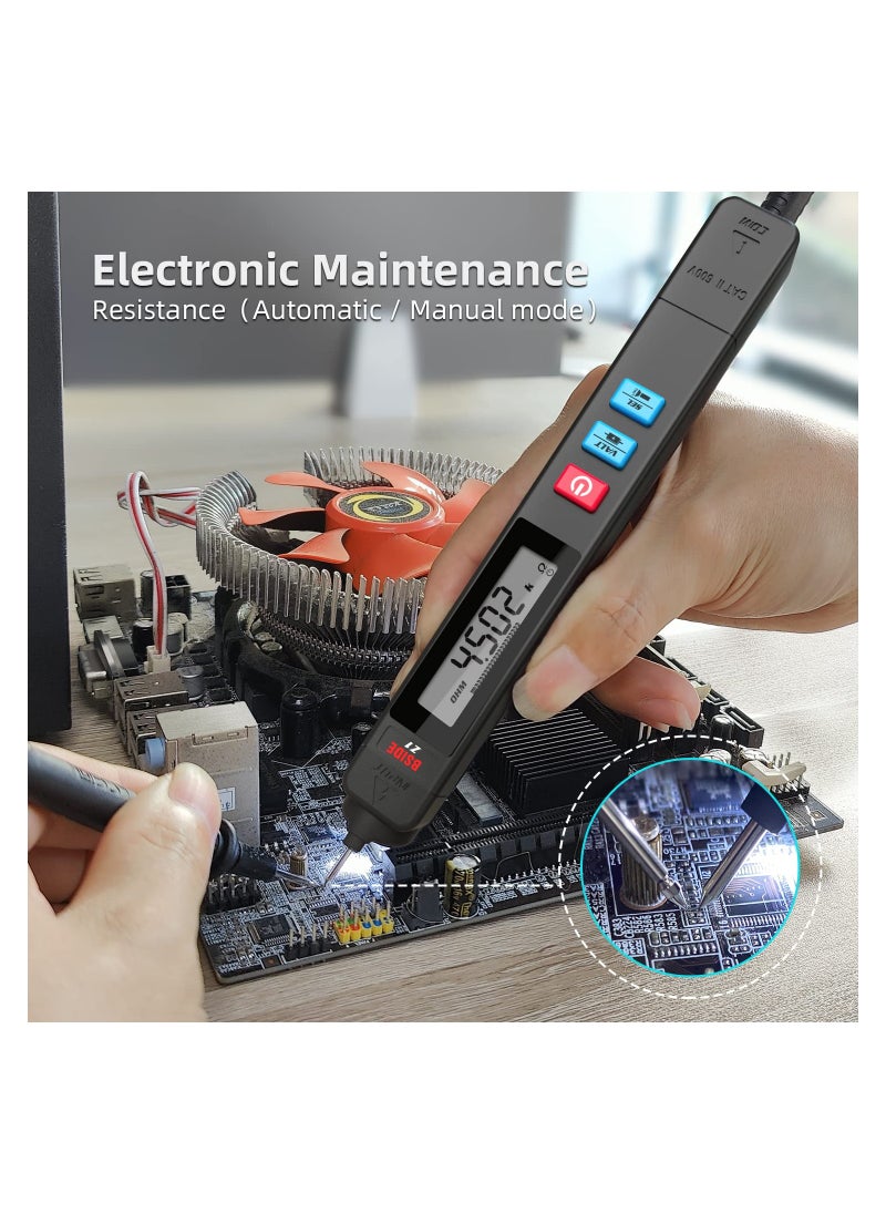 SYOSI - Digital Multimeter Pen for Voltage Testing,  3-Results Display Pocket Smart Ohmmeter Smart Ohmmeter with Continuity Check V-Alert Live Voltage Testing Pen Voltage Tester with Back Probe Pins - Image 1