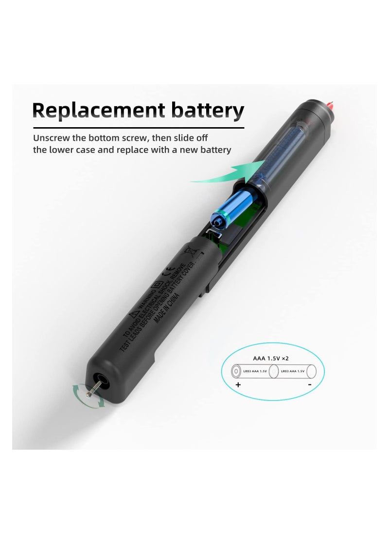 SYOSI - Digital Multimeter Pen for Voltage Testing,  3-Results Display Pocket Smart Ohmmeter Smart Ohmmeter with Continuity Check V-Alert Live Voltage Testing Pen Voltage Tester with Back Probe Pins - Image 1