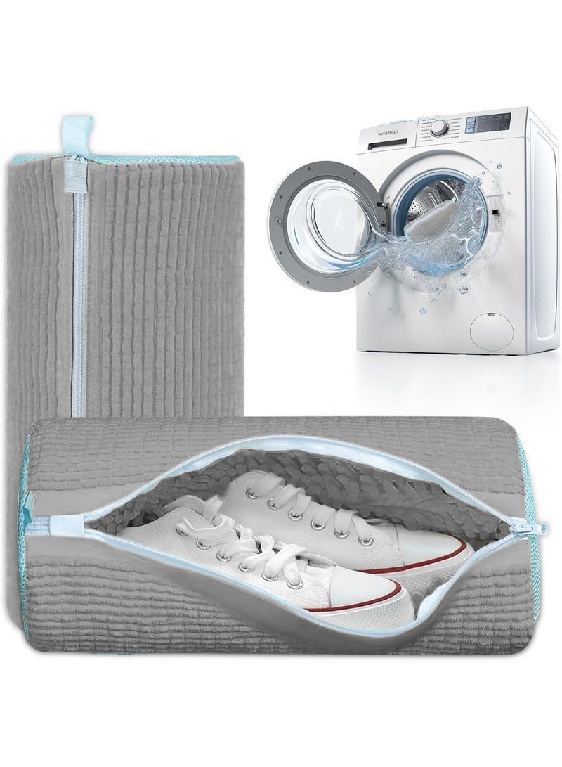 Shoe Washer Bag - 1 Piece - Reusable Shoe Bag for Washer and Dryer - 360 Degree Rolling Shoe Washing Bag for Sneakers and Delicate Shoes, Grey, Shoe Washer Bag - Image 1