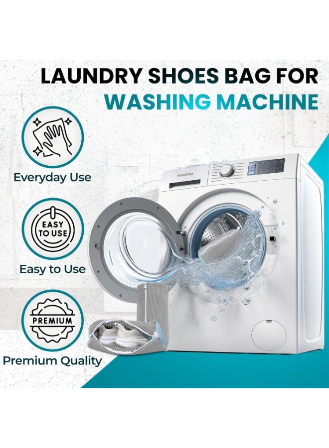 Shoe Washer Bag - 1 Piece - Reusable Shoe Bag for Washer and Dryer - 360 Degree Rolling Shoe Washing Bag for Sneakers and Delicate Shoes, Grey, Shoe Washer Bag - Image 4
