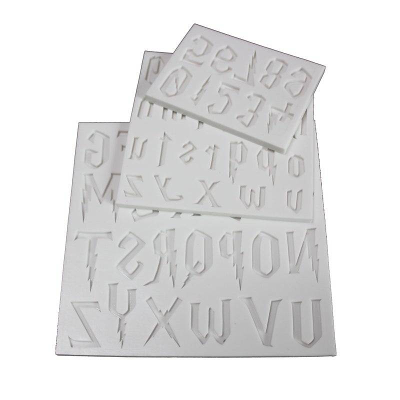 LVDGE 3-Piece Silicone Mold Set for Magical Lightning Shaped Letters and Numbers - Ideal for Fondant Cakes  Chocolate  Resin Crafts  Gumpaste  DIY Crafts Creation - Image 1
