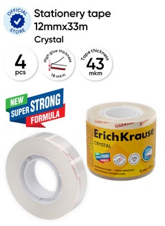 Pack of 4 Stationery tape Crystal, highly transparent, 12mmx33m (shrink 4 pcs)