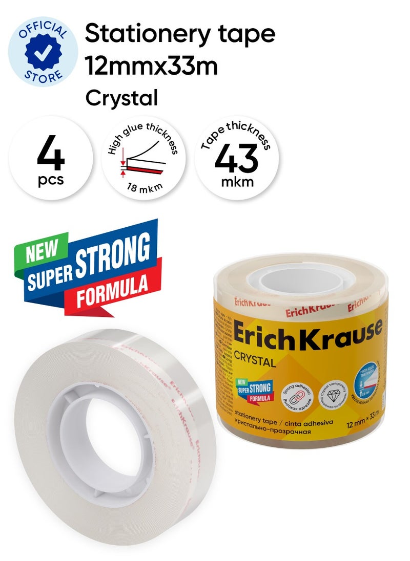 إريك كراوس - Pack of 4 Stationery tape Crystal, highly transparent, 12mmx33m (shrink 4 pcs) - Image 1