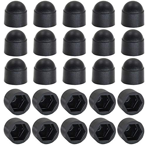 Zorfeter 25 Pcs Black M6 x 10mm Hex Head Bolt Covers Dome Plastic Bolt Caps Hexagonal Screw Cover Protection Caps - Image 1