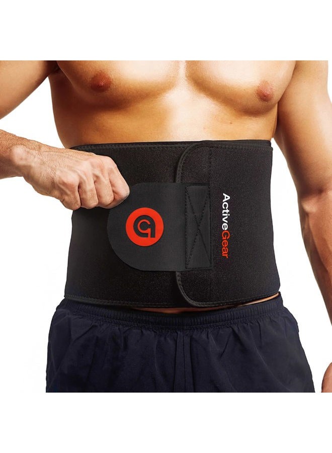 ActiveGear (Medium, Red) - Waist Trimmer Belt Slim Body Sweat Wrap for Stomach and Back Lumbar Support - Image 1