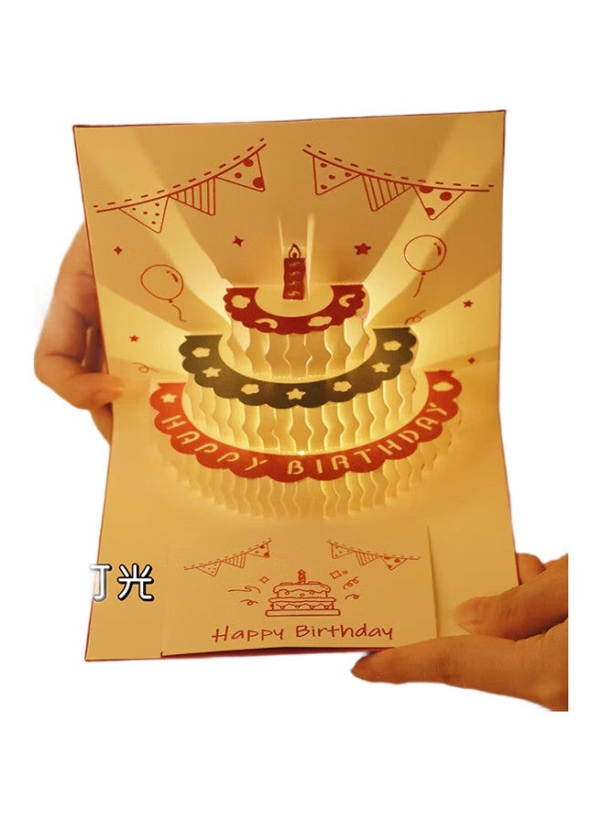 Jiamo [Lowest Price Online] Jiamo Birthday Greeting Card, High-End 3D Card For Men And Women, Confession Gift, 3D Message Card With Lights And Music, Cake Paper Sculpture, Handwritten Letter, Single Pack - Image 3