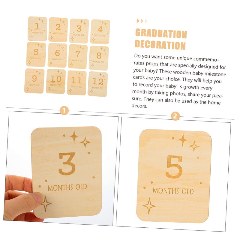 Wooden Milestone Cards For Infants 12Pcs 100x78mm Growth Markers Photography Props - Image 4