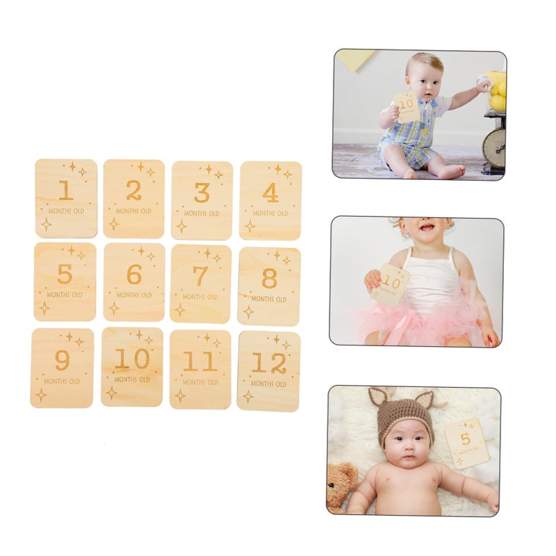Wooden Milestone Cards For Infants 12Pcs 100x78mm Growth Markers Photography Props - Image 5
