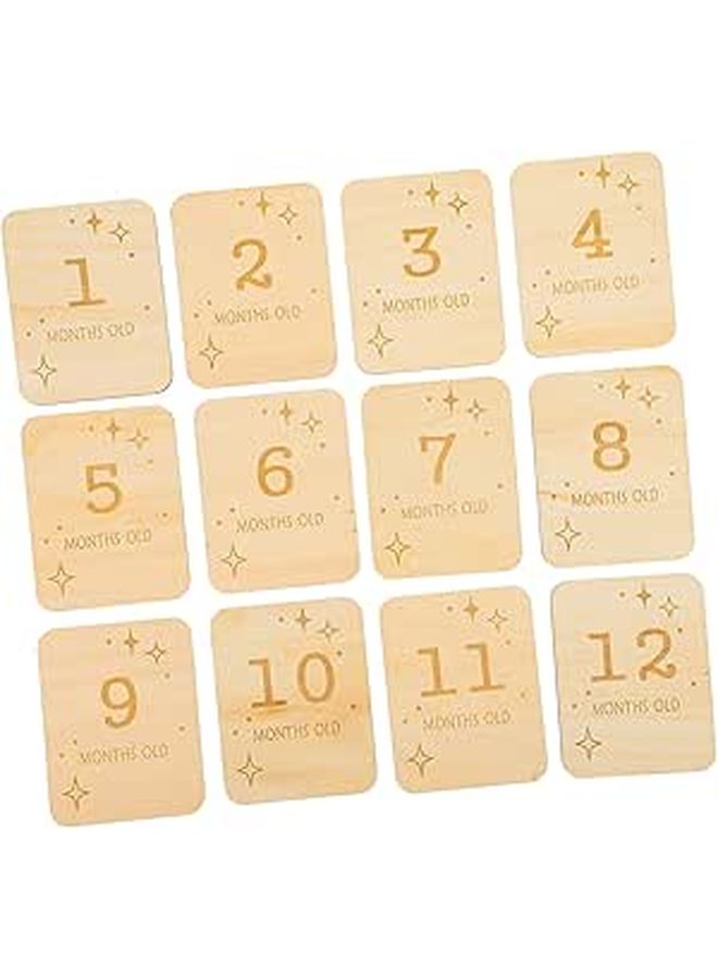 Wooden Milestone Cards For Infants 12Pcs 100x78mm Growth Markers Photography Props - Image 1