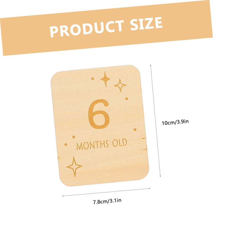 Wooden Milestone Cards For Infants 12Pcs 100x78mm Growth Markers Photography Props - Image 3