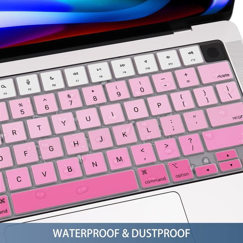 Raya Silicone Keyboard Cover Skin for 2024-2021 MacBook Air 15" (A3114 A2941) Air 13.6" (A3113 A2681) MacBook Pro 14" 16" (A2918 A2992 A2779 A2442 A2991 A2780 A2485) Laptops (Gradient Pink) - Image 4