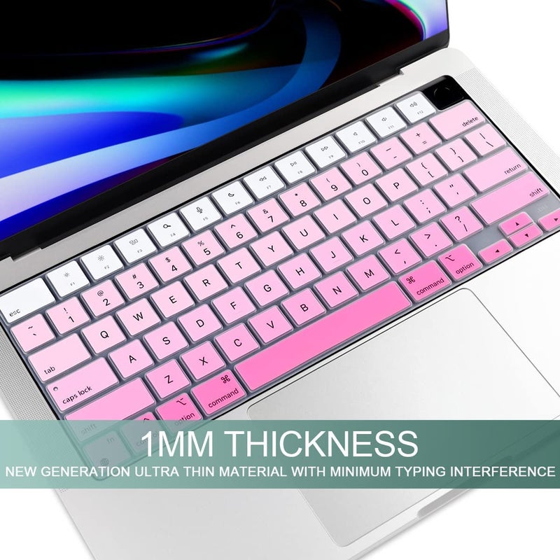 Raya Silicone Keyboard Cover Skin for 2024-2021 MacBook Air 15" (A3114 A2941) Air 13.6" (A3113 A2681) MacBook Pro 14" 16" (A2918 A2992 A2779 A2442 A2991 A2780 A2485) Laptops (Gradient Pink) - Image 3