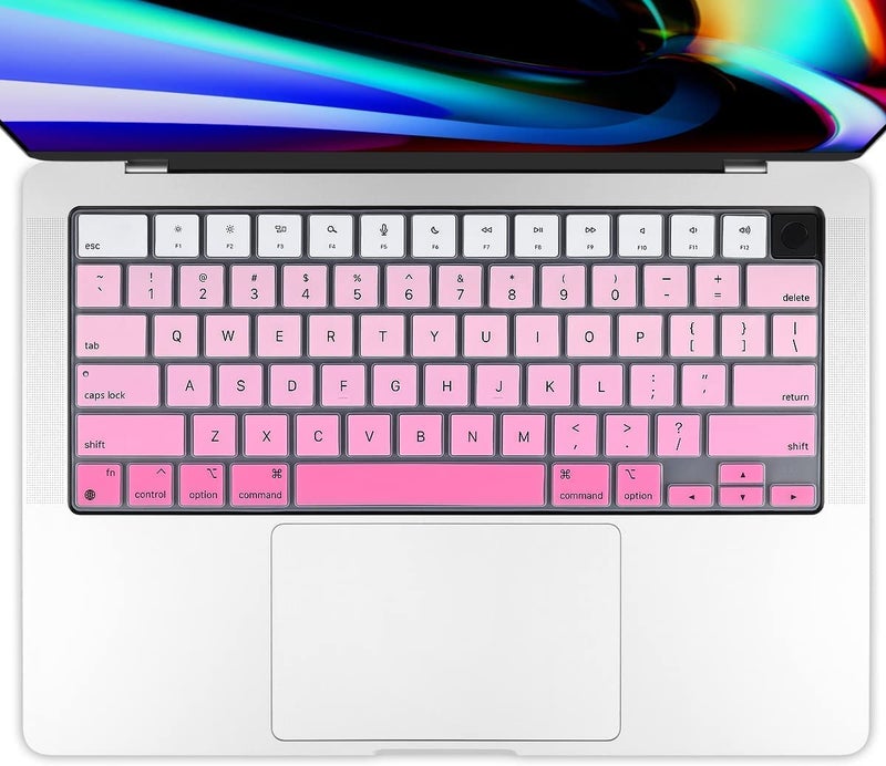 Raya Silicone Keyboard Cover Skin for 2024-2021 MacBook Air 15" (A3114 A2941) Air 13.6" (A3113 A2681) MacBook Pro 14" 16" (A2918 A2992 A2779 A2442 A2991 A2780 A2485) Laptops (Gradient Pink) - Image 1