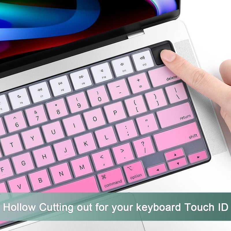 Raya Silicone Keyboard Cover Skin for 2024-2021 MacBook Air 15" (A3114 A2941) Air 13.6" (A3113 A2681) MacBook Pro 14" 16" (A2918 A2992 A2779 A2442 A2991 A2780 A2485) Laptops (Gradient Pink) - Image 5