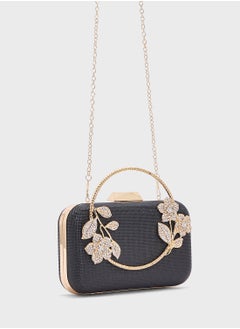 Khizana Floral Detail Diamante Clutch Bag  - Image 3