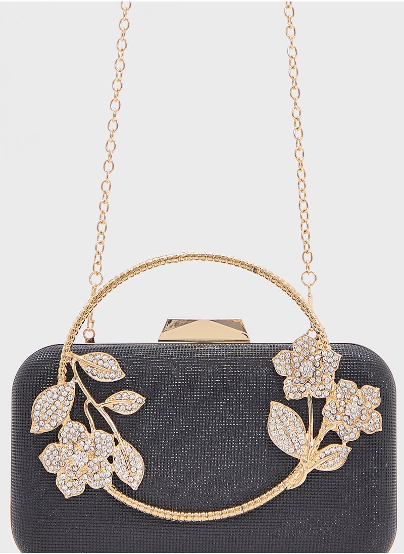Khizana Floral Detail Diamante Clutch Bag  - Image 4