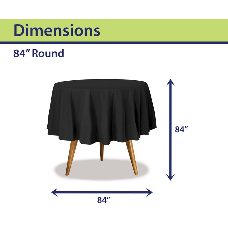 Party Dimensions Black Disposable Plastic Tablecloth for Round Tables (12 Pack) 84 inches Table Cloths for Parties  Events & Weddings  Indoors & Outdoors  Plastic Table Cover - Image 2