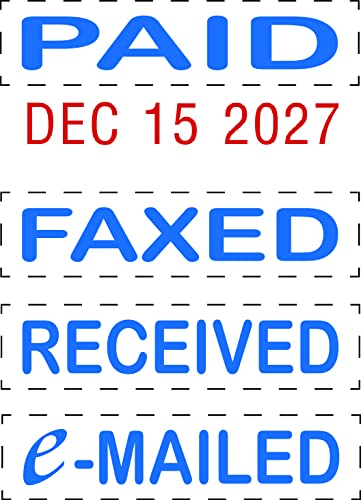 Trodat Printy 4850 Date Stamp – Pocket Sized Self Inking Stamp with Paid, Received, FAXED, EMAILED – Blue and Red Ink, 3/4" x 1",Assorted - Image 2