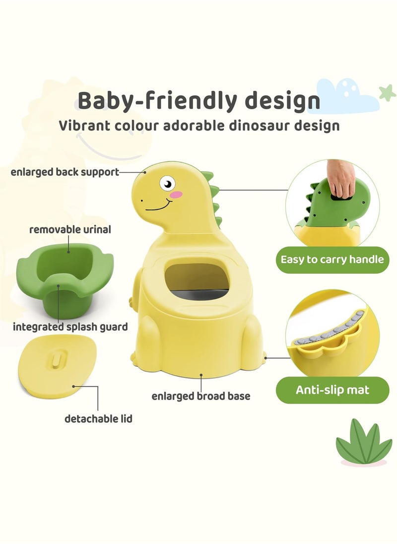 Toshionics Baby Dinosaur Potty Training Seat Dinosaur Potty Training Seat for Baby Toddlers and Kids Anti-Slip Portable Toilet Chair with Removable Tray Foldable and Comfortable Potty Trainer for Toddlers Boys and Girls (1-7 Years) with Backrest and Closing Lid Easy Clean and Travel Friendly Baby Potty Seat  - Image 3