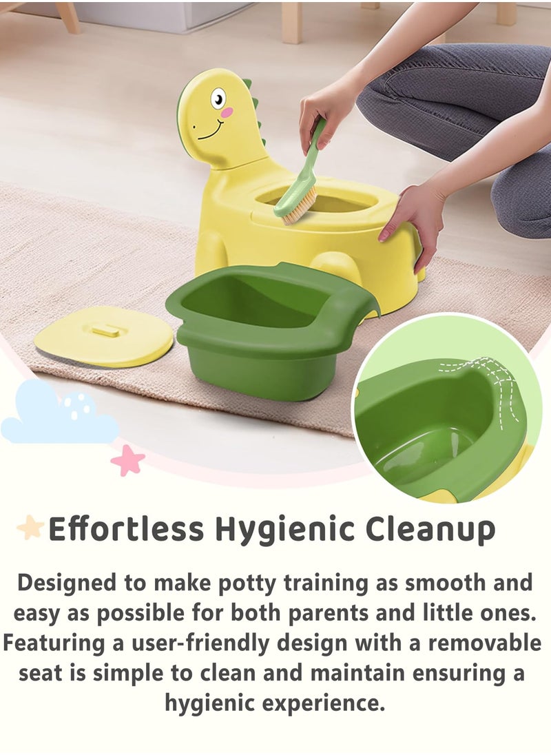Toshionics Baby Dinosaur Potty Training Seat Dinosaur Potty Training Seat for Baby Toddlers and Kids Anti-Slip Portable Toilet Chair with Removable Tray Foldable and Comfortable Potty Trainer for Toddlers Boys and Girls (1-7 Years) with Backrest and Closing Lid Easy Clean and Travel Friendly Baby Potty Seat  - Image 4