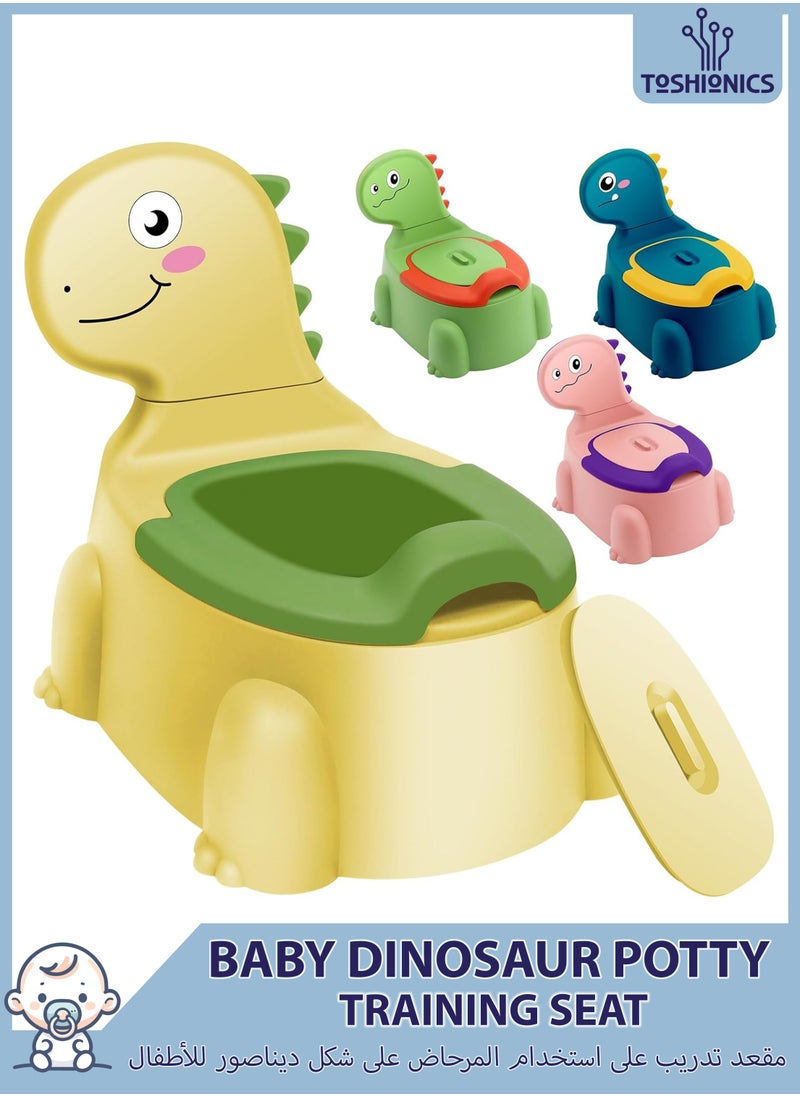 Toshionics Baby Dinosaur Potty Training Seat Dinosaur Potty Training Seat for Baby Toddlers and Kids Anti-Slip Portable Toilet Chair with Removable Tray Foldable and Comfortable Potty Trainer for Toddlers Boys and Girls (1-7 Years) with Backrest and Closing Lid Easy Clean and Travel Friendly Baby Potty Seat  - Image 1