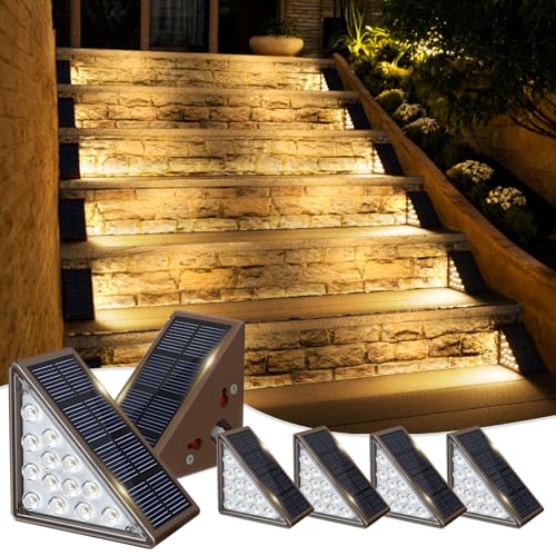 JOFIOS Solar Step Lights for Outside, 6pack Solar Stair Lights Outdoor Waterproof IP67, Outdoor Deck Step Light LED for Garden Stair, Patio, Front Door, Porch, Yard, Sidewalk Decor(Warm Brown) - Image 1