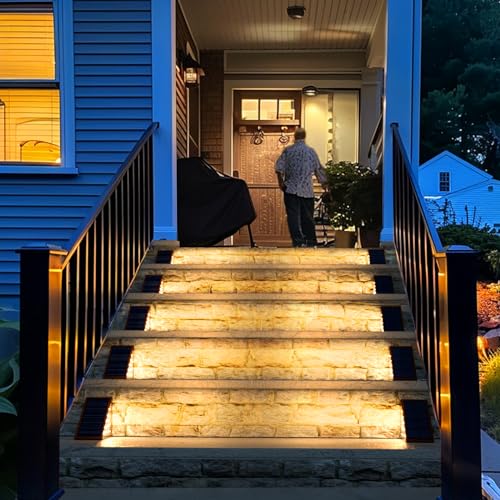 JOFIOS Solar Step Lights for Outside, 6pack Solar Stair Lights Outdoor Waterproof IP67, Outdoor Deck Step Light LED for Garden Stair, Patio, Front Door, Porch, Yard, Sidewalk Decor(Warm Brown) - Image 5