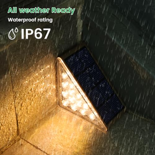 JOFIOS Solar Step Lights for Outside, 6pack Solar Stair Lights Outdoor Waterproof IP67, Outdoor Deck Step Light LED for Garden Stair, Patio, Front Door, Porch, Yard, Sidewalk Decor(Warm Brown) - Image 3