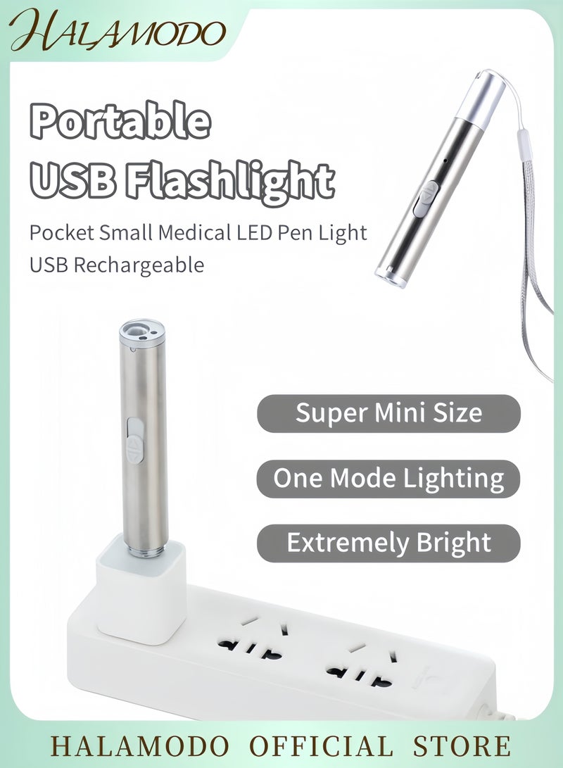 HALAMODO LED Mini Flashlight Portable Torch Light USB Rechargeable Compact Aluminum Alloy Torch with Charging Indicator for Camping Hiking Emergency and Everyday Use 8-Hour Battery Life  - Image 1