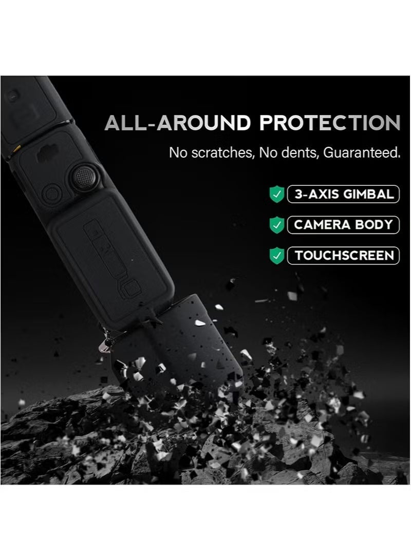 اتش بي ار تي مجموعة ملحقات DJI Osmo Pocket 3، حافظة سيليكون مع واقي للشاشة والعدسة، سوار مضاد للفقدان للاستخدام اليومي والسفر (أسود) - Image 5