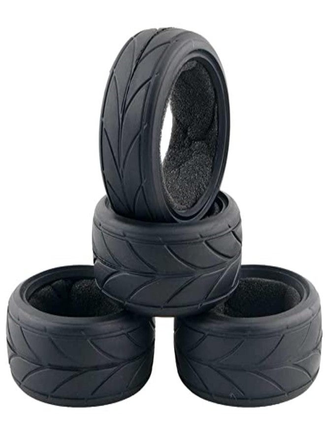 Chanjorlin 1/10 RC Rally Racing Touring Tires OD 65mm Soft Rubber On Road Tyres for 1:10 Street Car Tamiya TT01 TT02 XV01 TA06 A959 PTG2 HPI KYOSHO HSP PTG2 Traxxas RC Drift Wheels 4PCS - Image 1