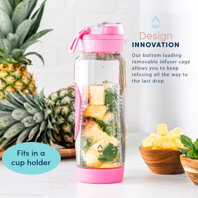 Infusion Pro Infusion Pro 32 oz Fruit Infuser Water Bottle with Insulated Sleeve & 50 Recipe Fruit Infusion Water eBook : Bottom Loading  Large Water Infuser for More Flavor : Unique Gift Idea for Women  - Image 3