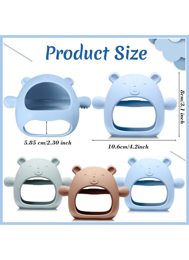 Chumia - 3 Pack Baby Teether Teething Toys For Babies 06 Months Baby Teething Toy Silicone Anti Dropping Infant Hand Teether Pacifiers Wrist Hand Chew Toys For Sucking Needs (Blue Caramel Green Bear) - Image 1