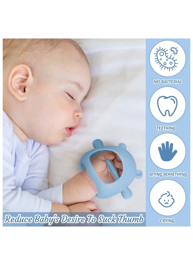 Chumia - 3 Pack Baby Teether Teething Toys For Babies 06 Months Baby Teething Toy Silicone Anti Dropping Infant Hand Teether Pacifiers Wrist Hand Chew Toys For Sucking Needs (Blue Caramel Green Bear) - Image 1