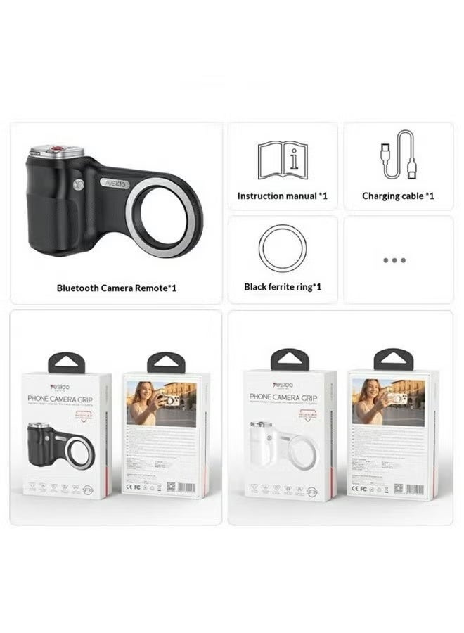 Yesido SF39 Magnetic Phone Camera Grip with Bluetooth Remote, Black - Image 2