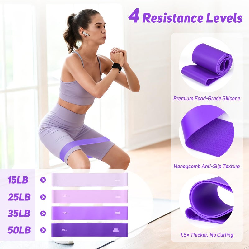 ASTEN Home Pilates Kit for Women: Pilates Equipment Pilates Ring and Ball Set with Resistance Bands, Sliders, Foam Roller, Pilates Essentials Kit for Beginners Home Workout, Compact Toning Fitness, Purple - Image 3
